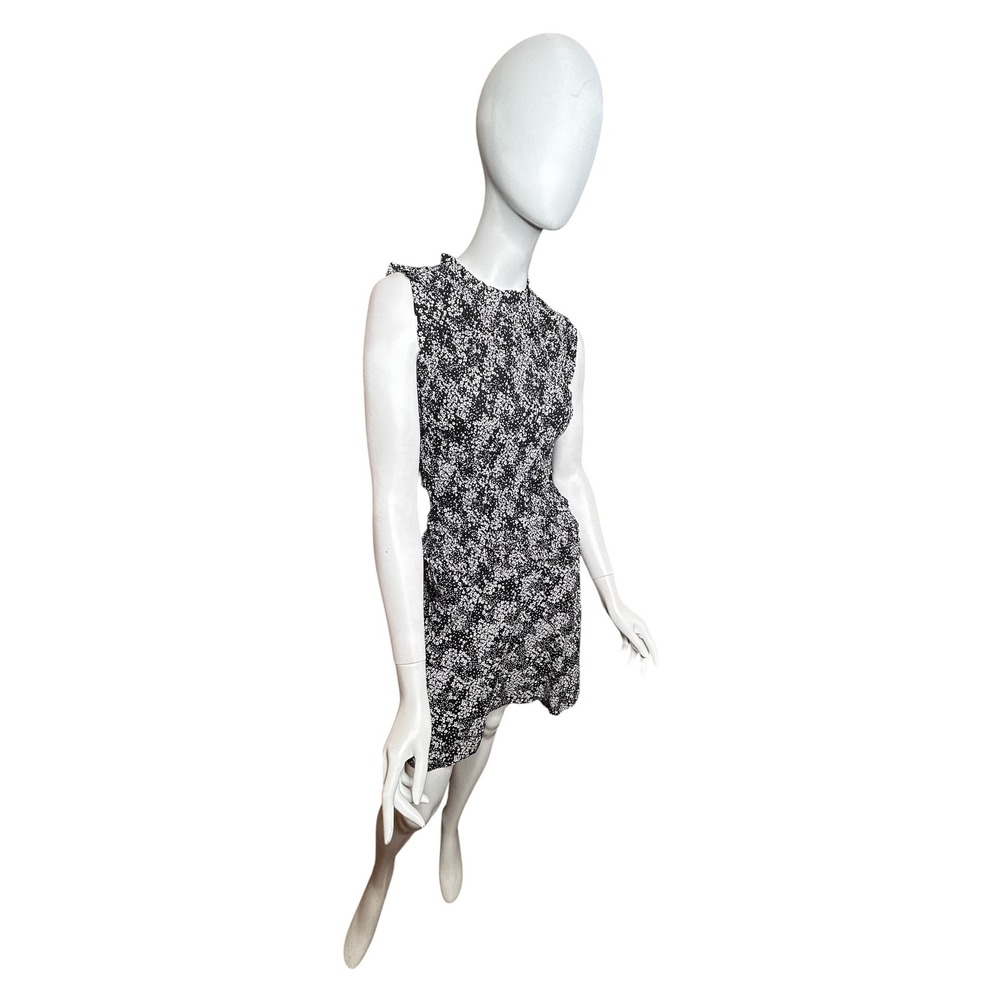 Madewell Smocked Crewneck Mini Dress in Floral Size 0 Black NWT - Picture 4 of 16